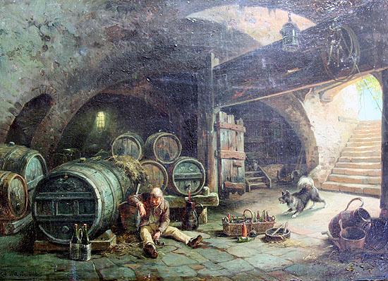 unknow artist In a wine vault China oil painting art